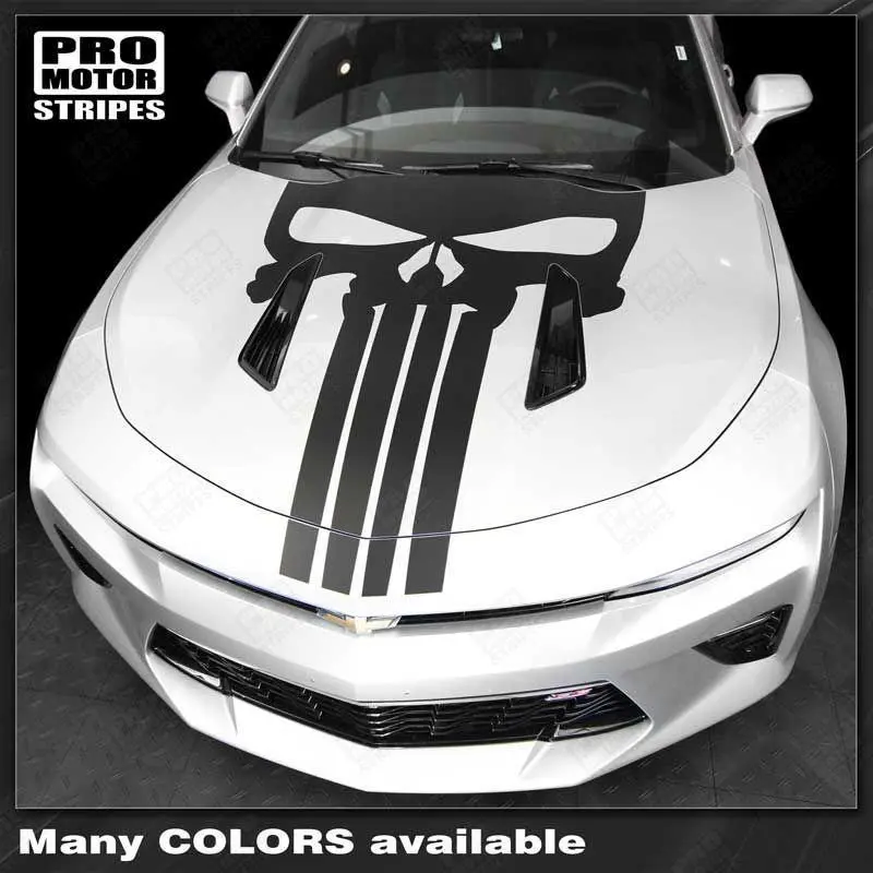 Chevrolet Camaro 2016-2018 -Ss- Punisher Style Skull Hood Decal 1