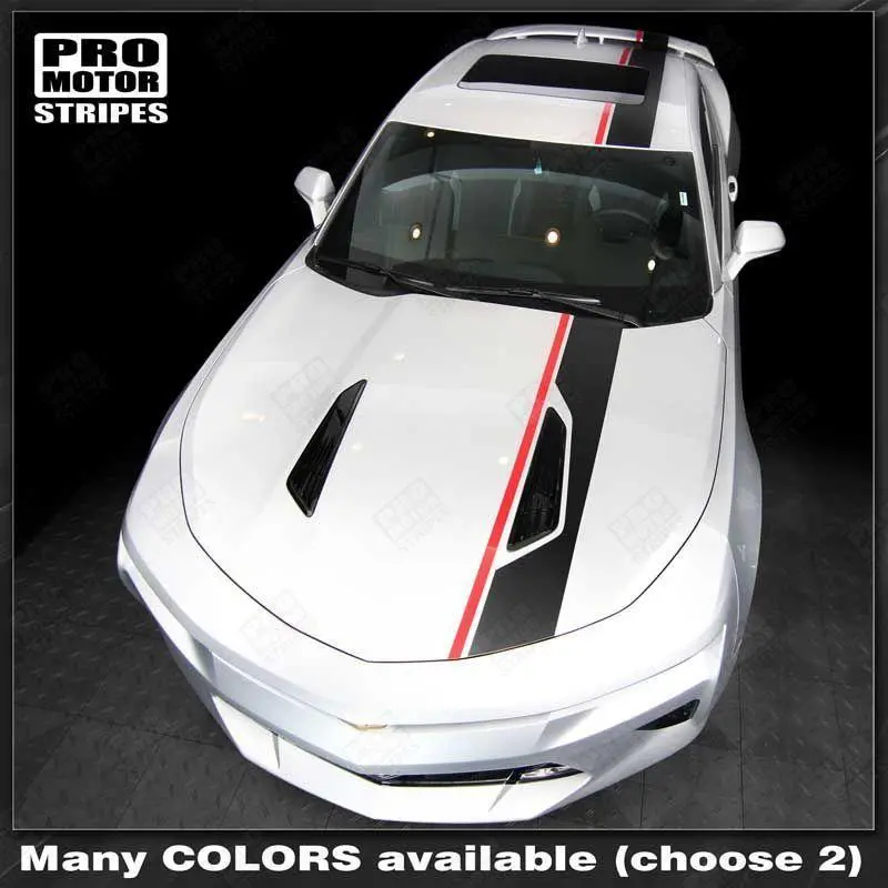 Chevrolet Camaro 2016-2018 Top Offset Stripes Hood, Roof & Rear 1