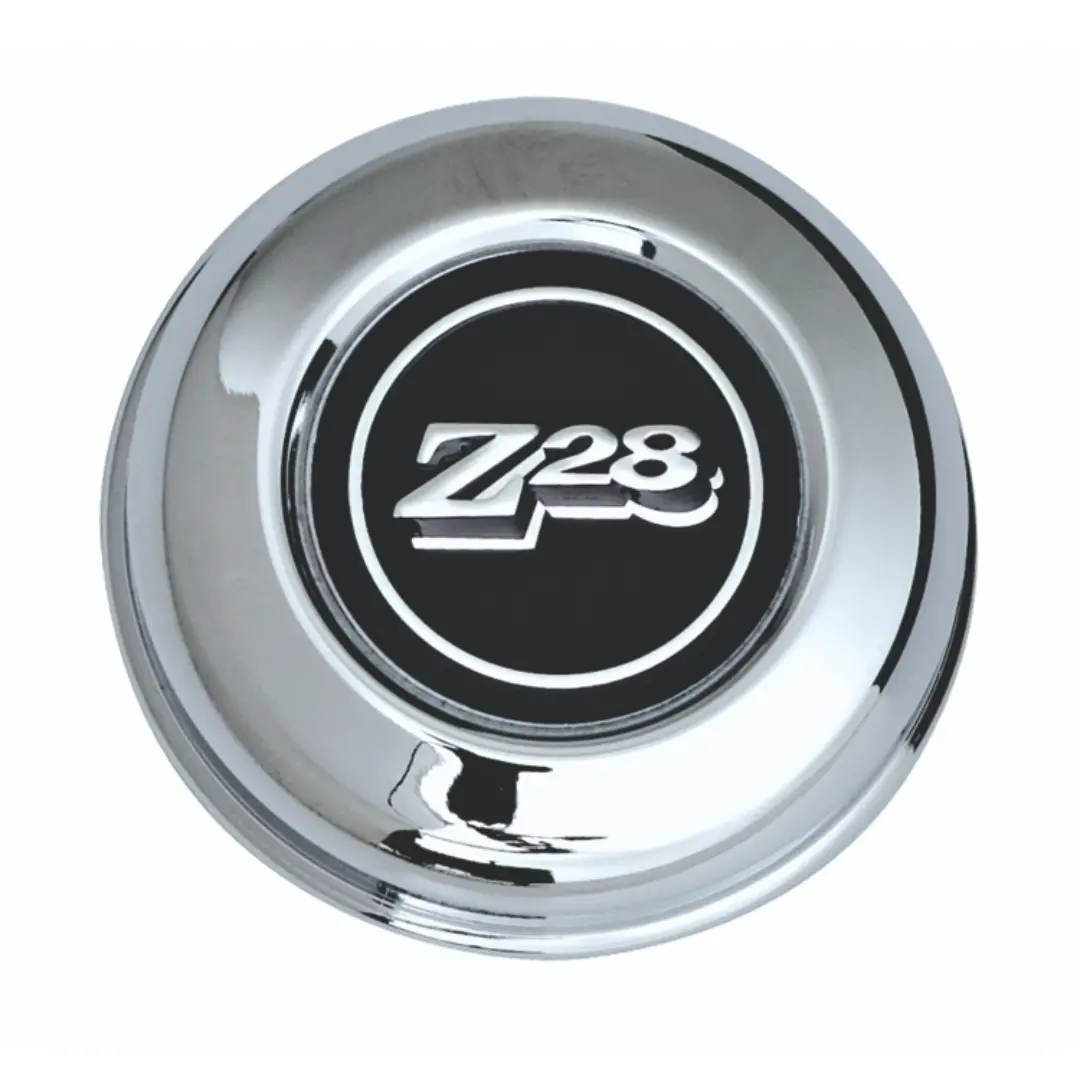 1977-1981 Chevrolet Camaro Z-28 Chrome Plated Stainless Steel "Z28" Rally Wheel Center - 4 Piece Set 1