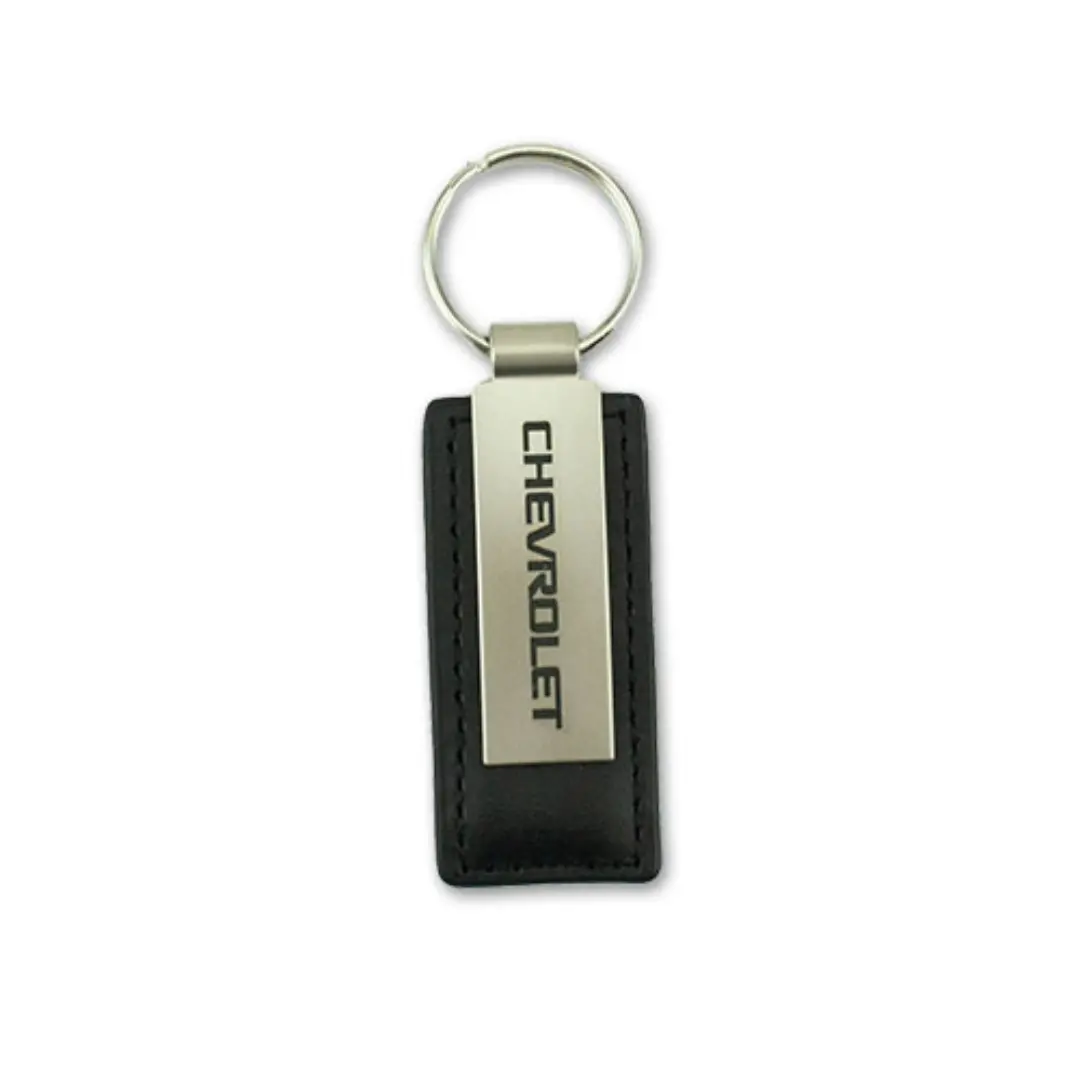 Chevrolet Ev Metal And Leather Keychain 1