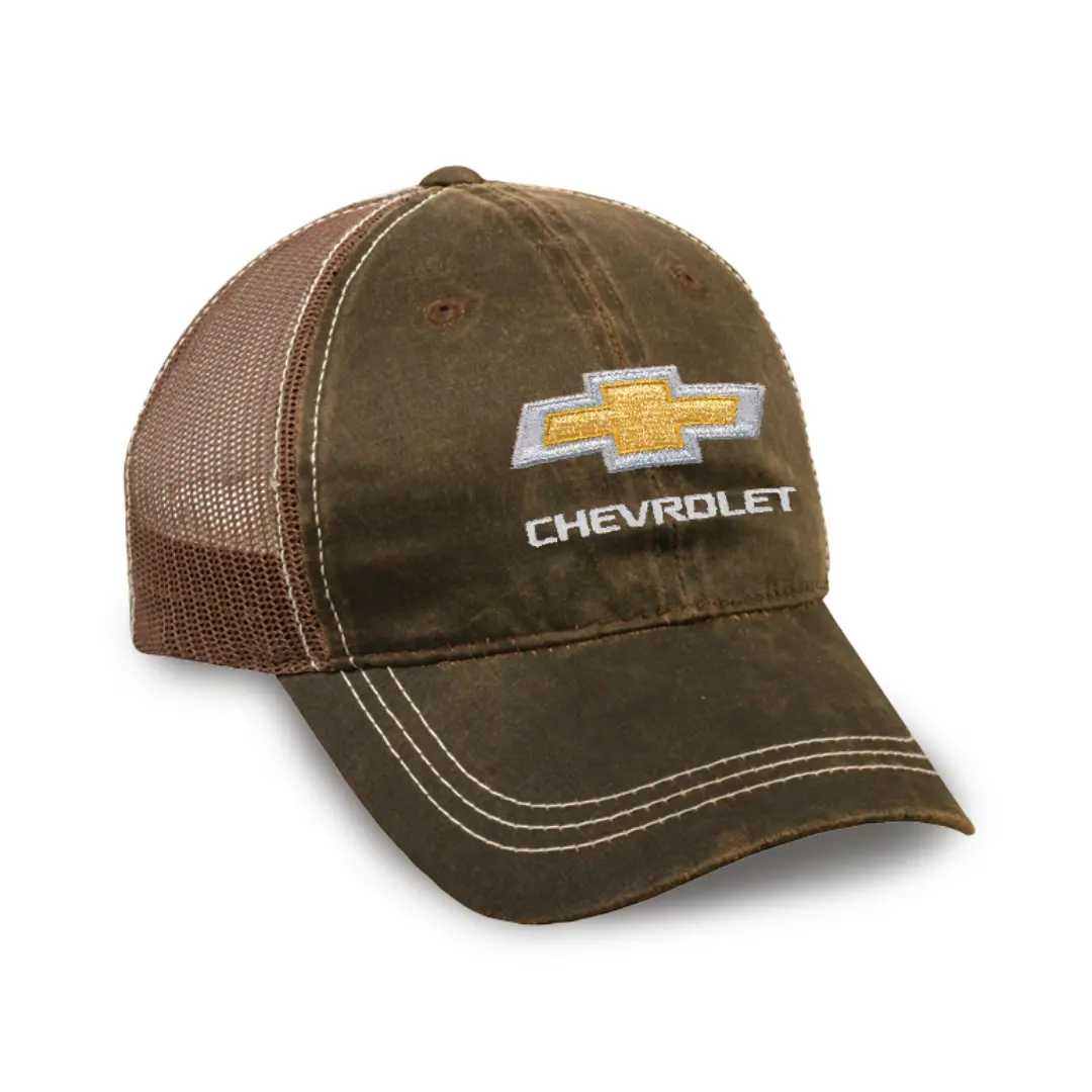 Chevrolet Gold Bowtie Weathered Mesh Hat 1