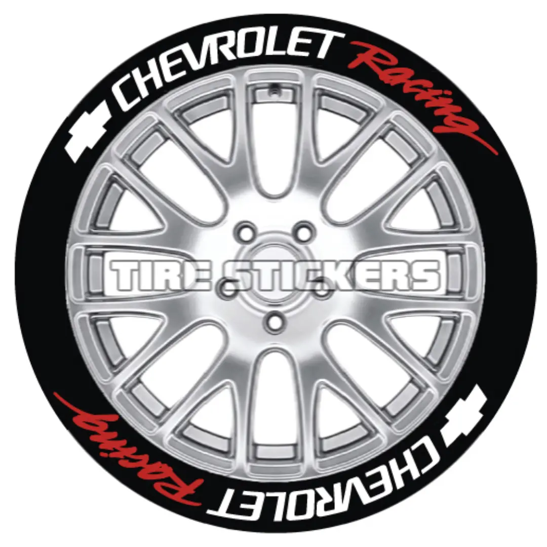 Chevrolet Racing Tire Stickers - 8 Of Each - 17"-18" - 1" 1