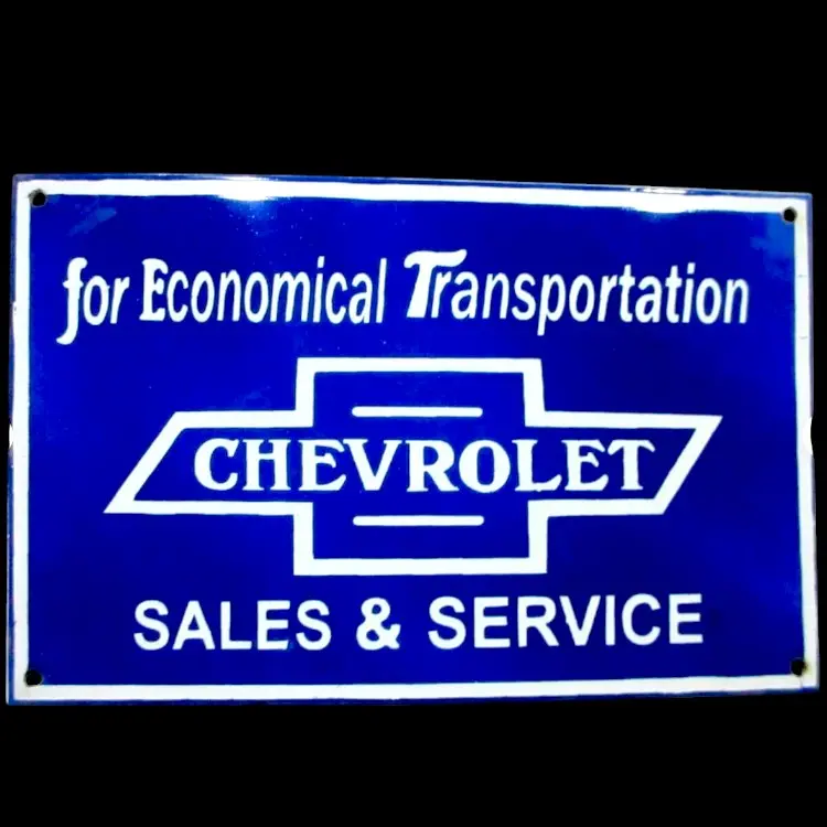 Chevrolet Sales Service Die Cut Porcelain Vintage Metal Sign 1