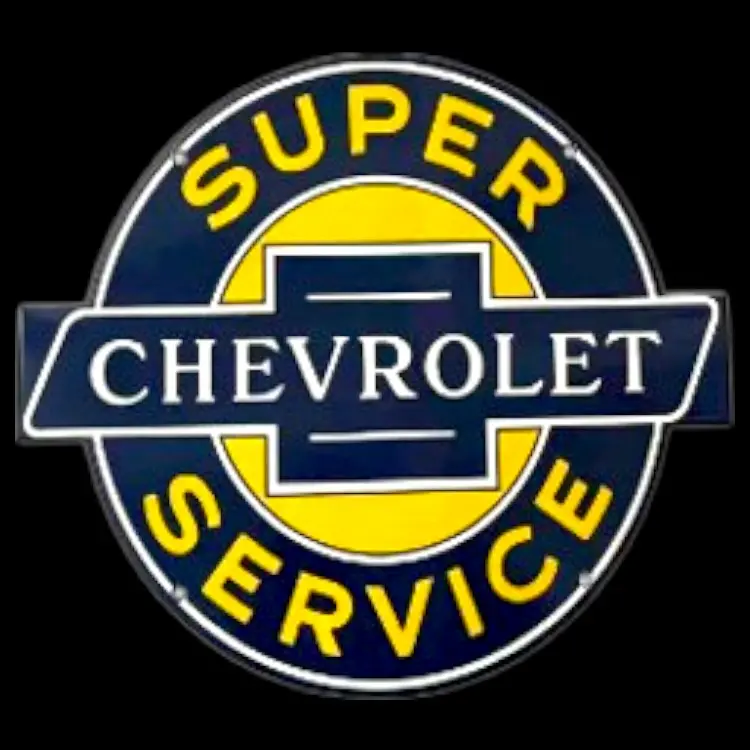 Super Chevrolet Service Die Cut Porcelain Vintage Metal Sign 1