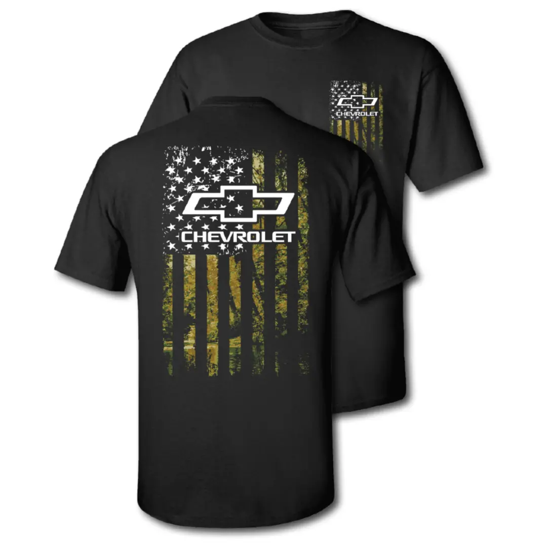 Chevy Bowtie Camo American Flag T-Shirt - Black 1