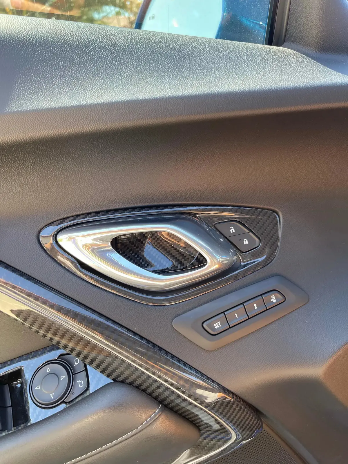 Chevy Camaro 2016-2024 Interior Door Handle Trim Carbon Fiber Cover 2