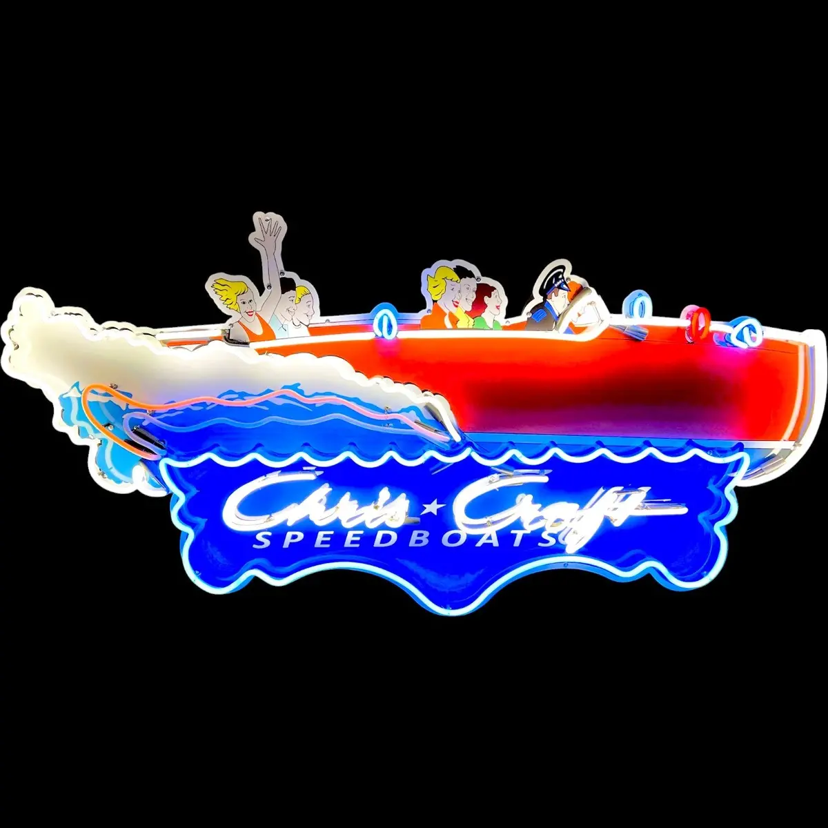 Marine Chris Craft Speedboats Neon Reproduction Die Cut Boat Lighted Advertising Sign 1