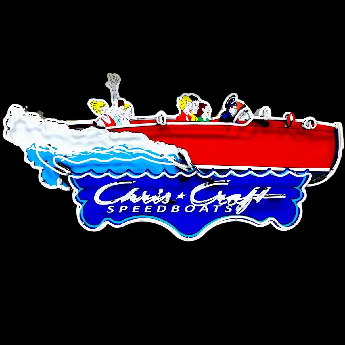 Marine Chris Craft Speedboats Neon Reproduction Die Cut Boat Lighted Advertising Sign 3
