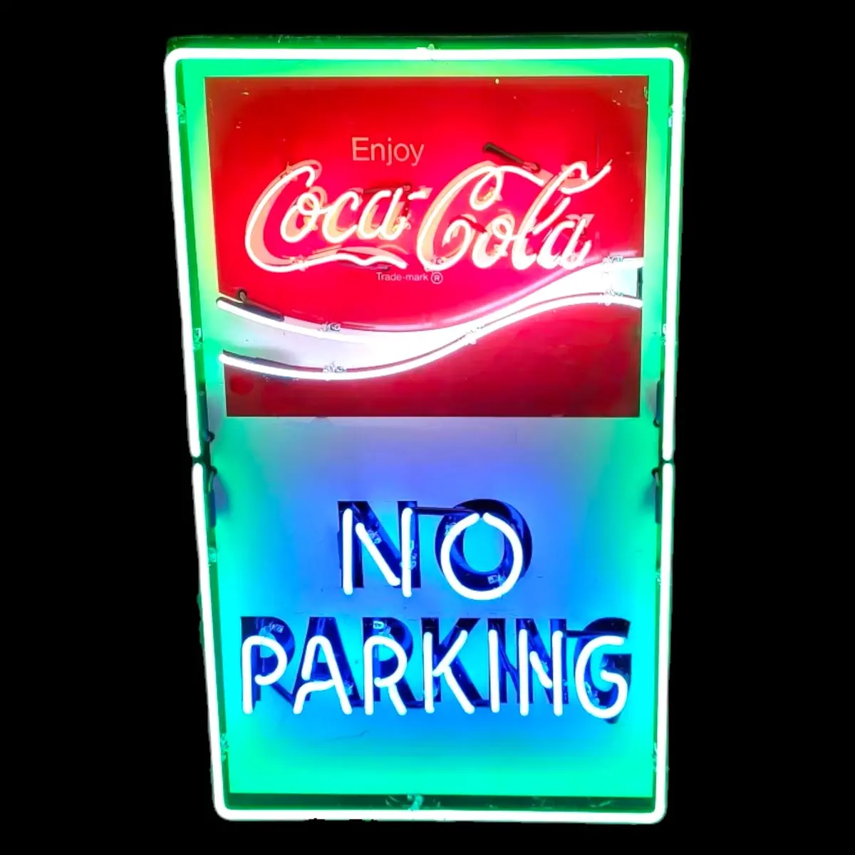 Coca Cola Drive-In Neon Sign - No Parking, Real Glass, Porcelain Enamel, Metal Can 1