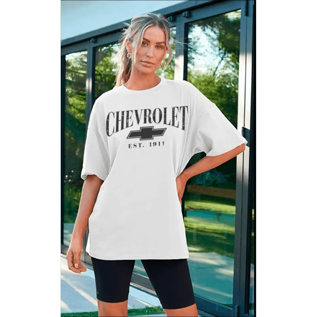Chevy Ladies Oversized Beige T-Shirt 1