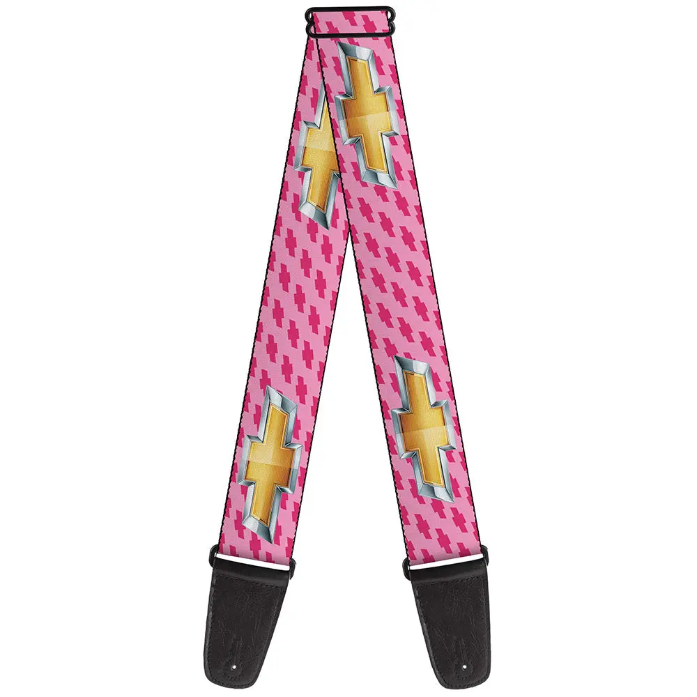 Chevy Gold Bowtie W/  Logo Pink Guitar Strap 1