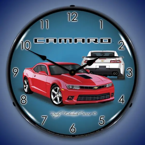 Lighted 2014 Ss Camaro 5Th Generation Red Hot Clock 1