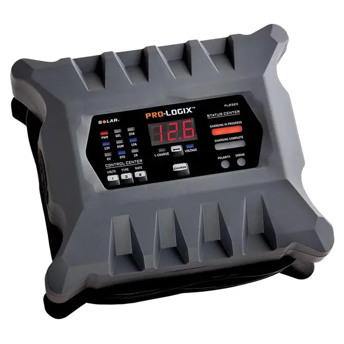 Pl2320 Intelligent Battery Charger & Maintainer – 6V/12V, 20/10/2 Amp Multi-Phase Smart Charging With Temperature Compensation – Compatible With Lead-Acid, Agm, Gel, Spiral Wound, Lithium Batteries – 1-Year Warranty 1