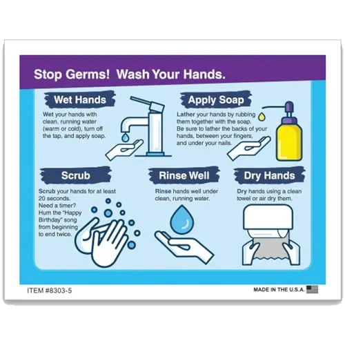 Wash Your Hands Sticker Decal – 5.5" X 4.25" Durable Vinyl Handwashing Reminder Sign For Bathroom, Kitchen, Workplace Hygiene & Safety 1