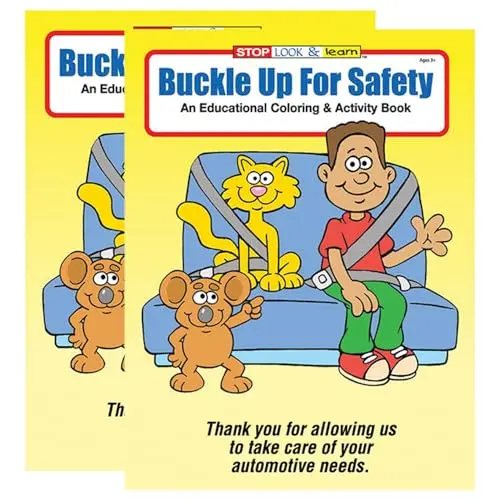 Buckle Up For Safety Children's Coloring Book For Automotive Dealerships - 8" X 10.5" Durable 16-Page Book With 4 Unique Car And Safety-Themed Designs 3