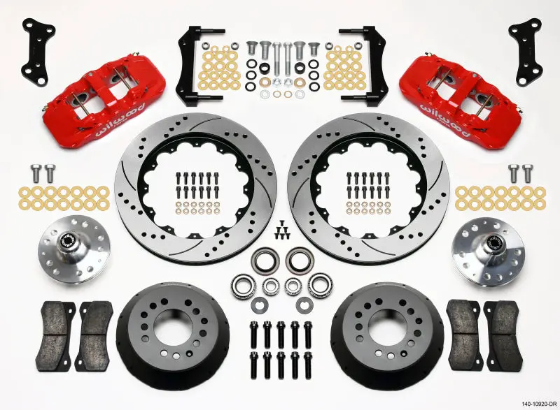 Wilwood 1967-1969 Chevrolet Camaro 1St Gen Aero6 Front Hub Kit 14.00 Drilled Red 1