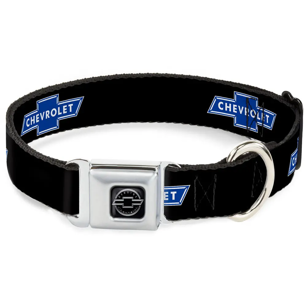 Chevy Bowtie Black & Silver Seatbelt Buckle Collar 1