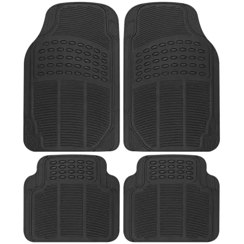 Heavy Duty Universal Fit Rubber Car Floor Mats – Front & Rear All-Weather Protection, Anti-Slip, Trim-To-Fit Floor Liners For Cars, Suvs, Trucks & Vans – 4-Piece Set 1