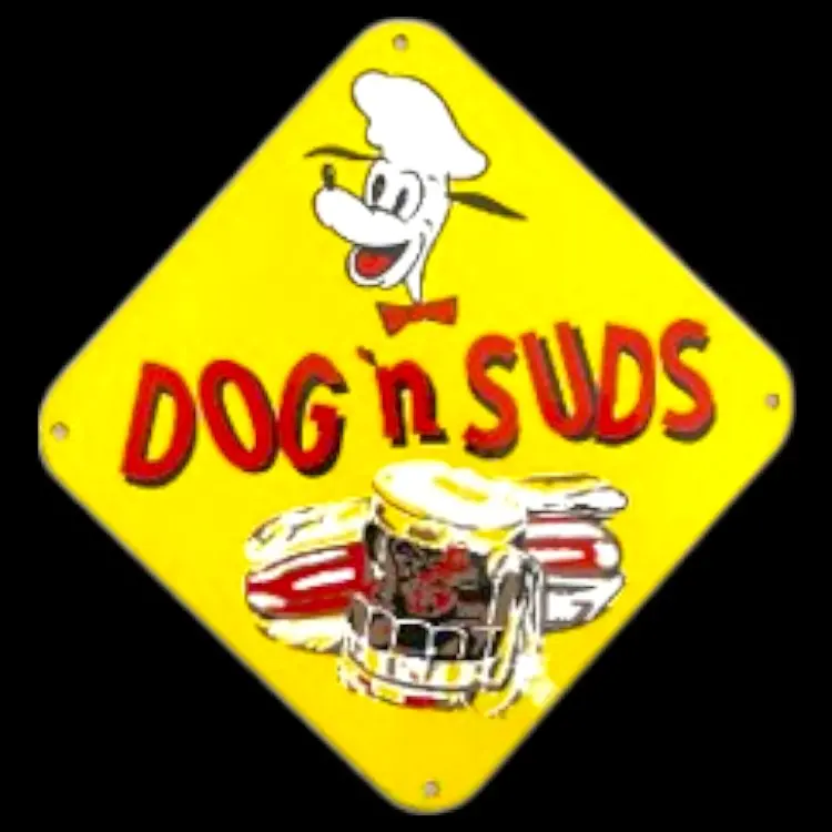 Dog N Suds Root Beer Badge Die Cut Porcelain Vintage Metal Sign 1