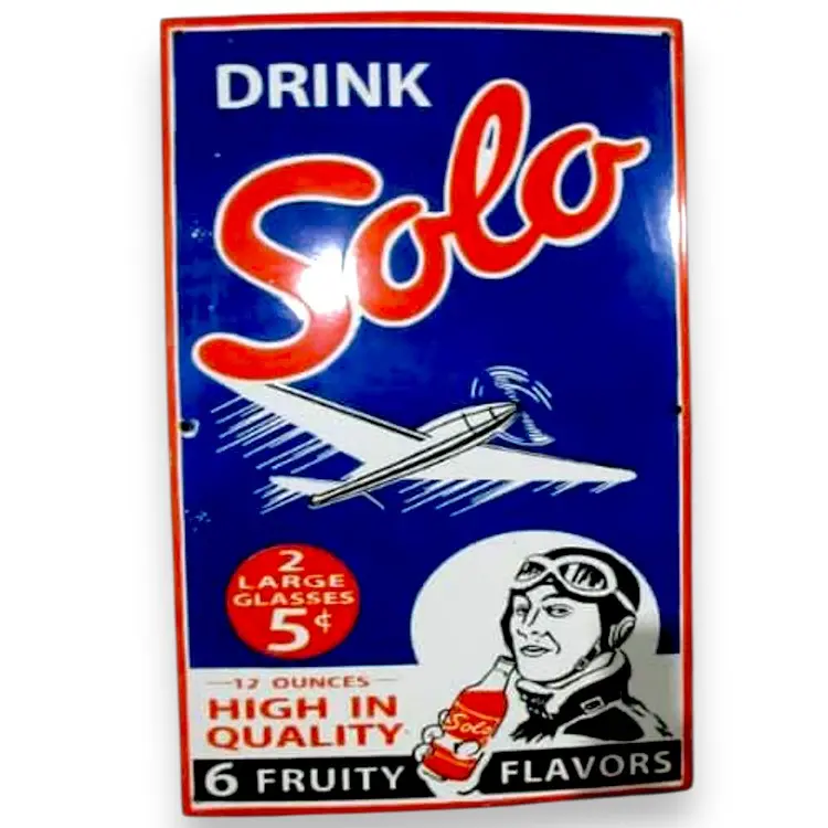 Drink Solo Soda Panel Porcelain Enamel Vintage Metal Reproduction 1