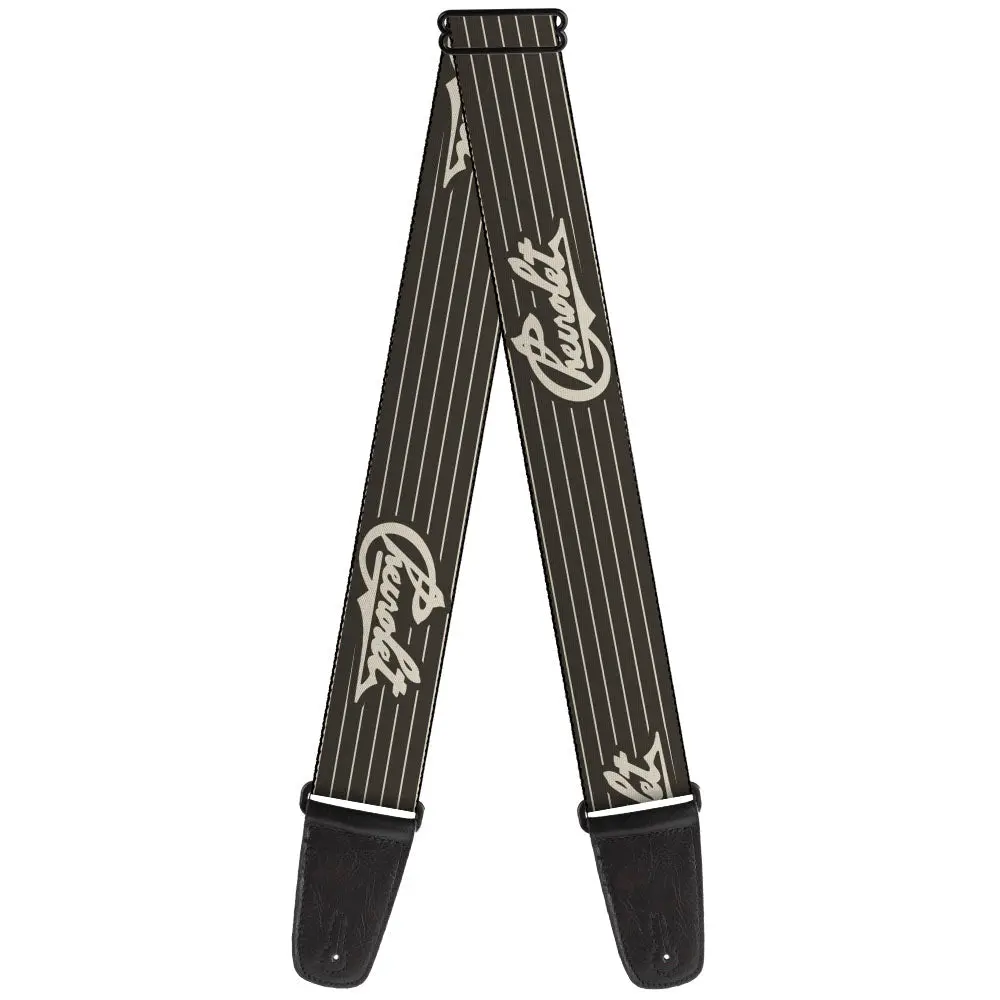Chevrolet Heritage Script W/ Stripes Charcoal & Tan Guitar Strap 1