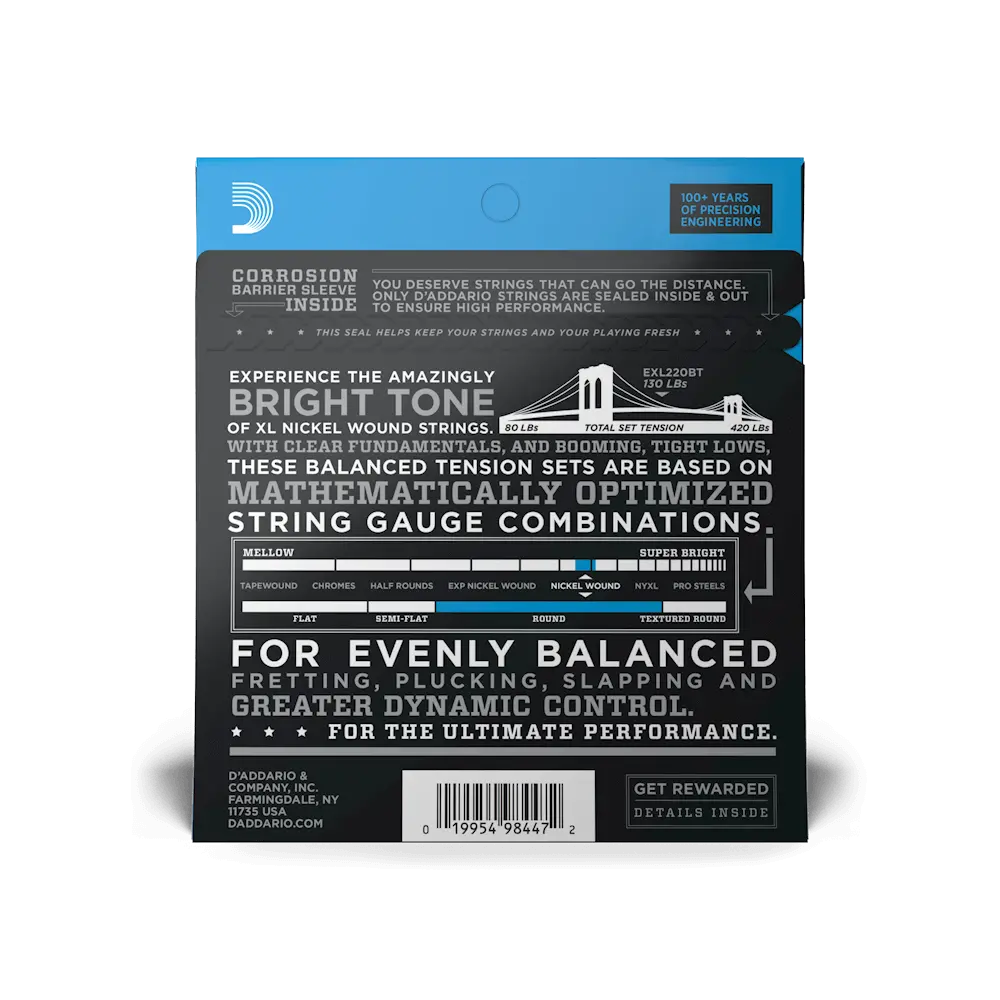 D'addario Exl220bt Balanced Tension Super Light / Long Scale Set 2