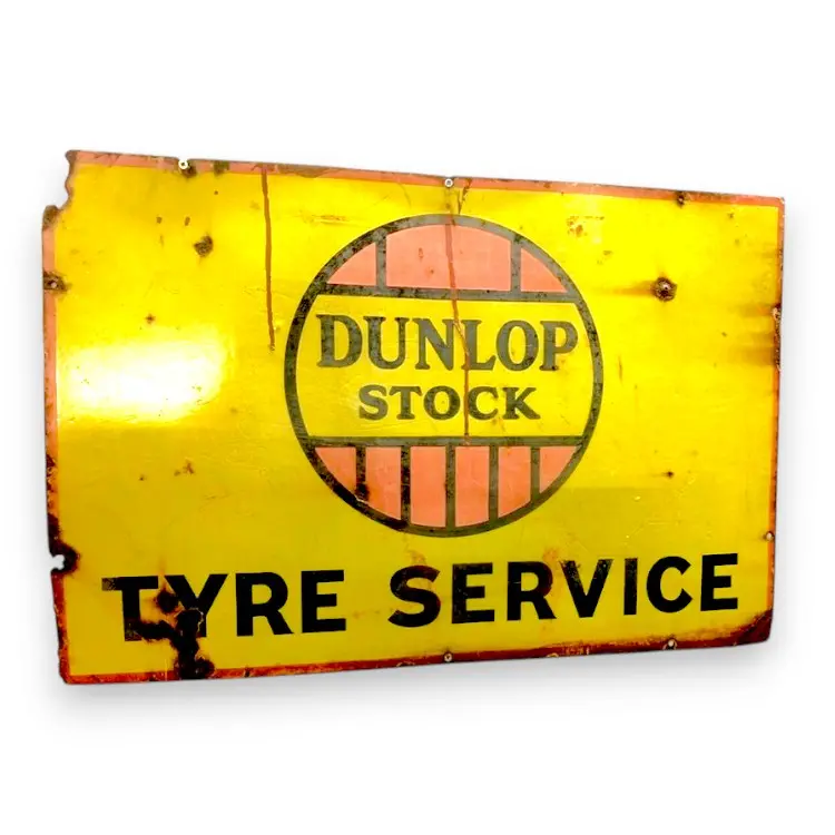 Dunlop Tyre Service Porcelain Enamel Vintage Metal Reproduction 1