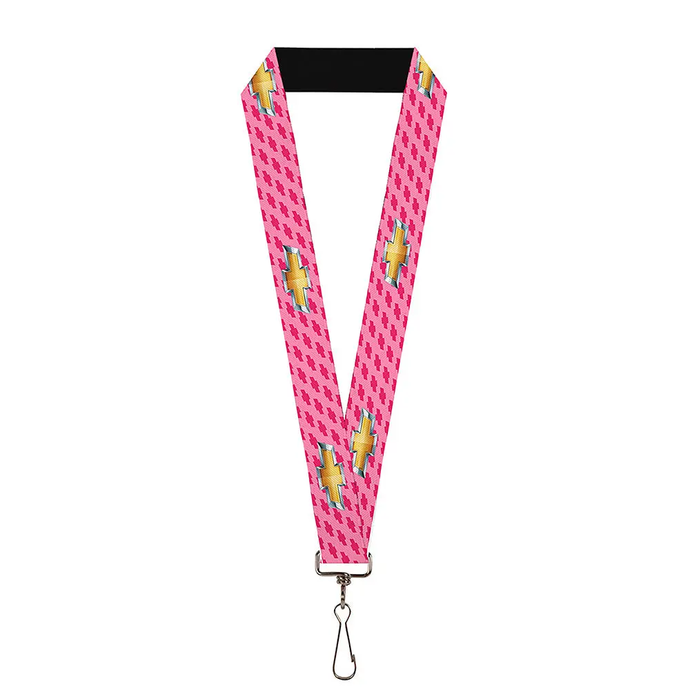 Chevy Gold Bowtie With Logo Pink Lanyard - 1.0" 1