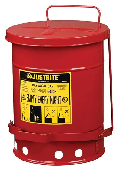 Fm Approved Heavy-Duty Steel Oily Waste Can – 6 Gallon Flammable Waste Container With Reinforced Seams & Carry Handle – Osha & Nfpa Compliant – Safe Disposal For Industrial & Workshop Use 1