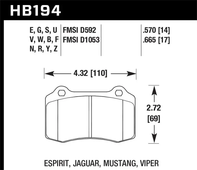 Hawk Performance 2010-2018 Chevrolet Camaro 5Th-6Th Gen Hawk Ss Dtc-60 Race Rear Brake Pads 1