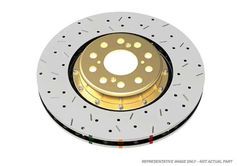 Dba 2010-2015 Chevrolet Camaro 5Th Gen + V8 Ss Front Drilled & Slotted 5000 Series 2 Piece Rotor Assembled W Gold Hat 1