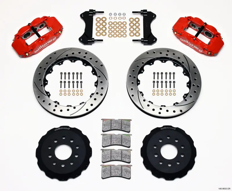 Wilwood 1993-2002 Chevrolet Camaro 4Th Gen Narrow Superlite 6R Front Hat Kit 13.06In Drilled Red 1