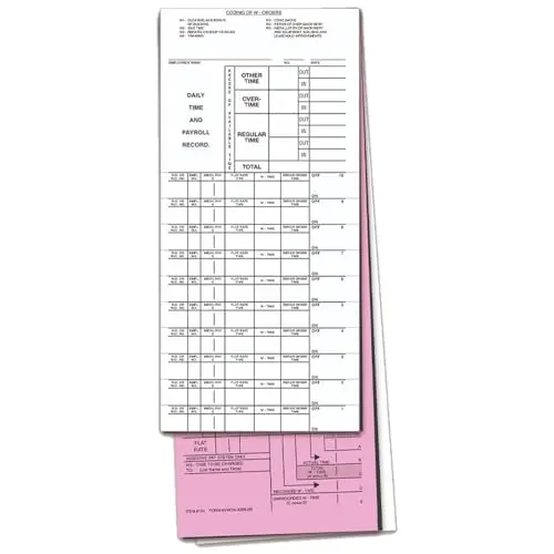 Premium Mechanic Job Time Tickets Jt-Vwoa-3286-Ab – Carbon Interleaved 3-Part Snap-Out Adhesive Time Cards – 4-1/4" × 11-1/8" Pink & White Tags – Black Ink Printing For Auto Repair Shops & Service Centers 1