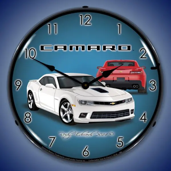 Lighted 2014 Ss Camaro 5Th Generation Summit White Clock 1