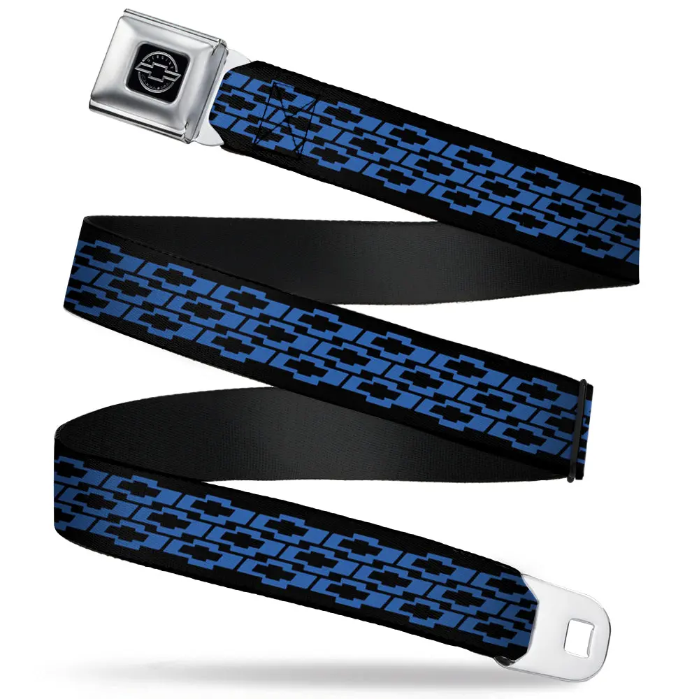 Chevy Bowties 3-Row Black & Blue Webbing Seatbelt Belt 1