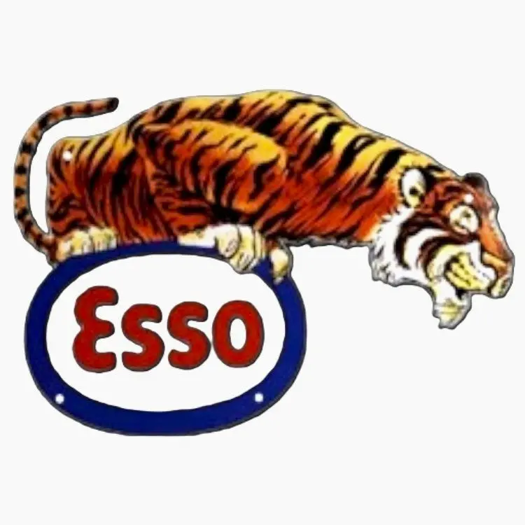 Esso Tiger In Your Tank Die Cut Porcelain Vintage Metal Sign 1