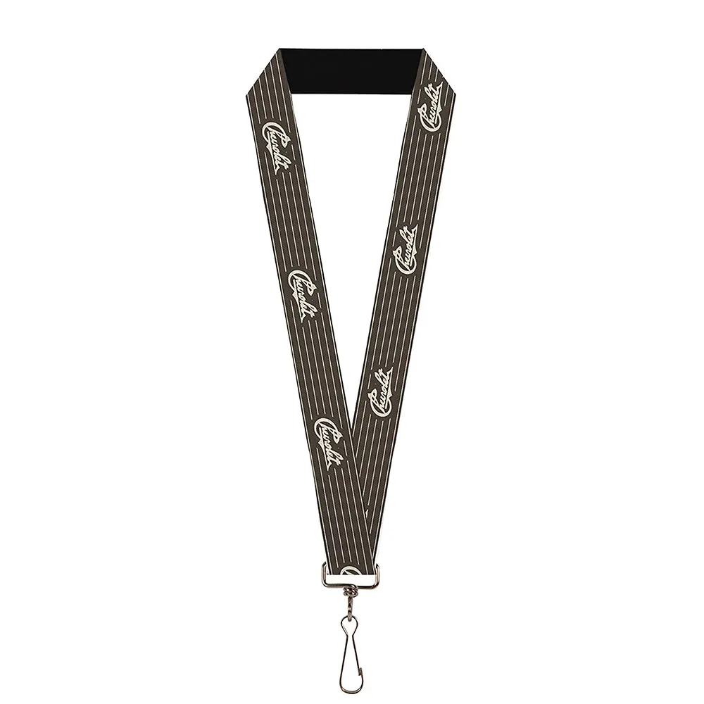 Chevrolet Heritage Script W/ Stripe Charcoal & Tan Lanyard - 1.0" 1