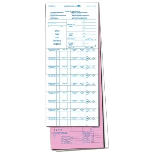 Premium Mechanic Job Time Tickets Jt-Vw-Psg – Carbon Interleaved 3-Part Snap-Out Adhesive Time Cards – 4-1/4" × 11-3/4" Pink & White Tag – Blue Ink Printing For Auto Repair Shops 1