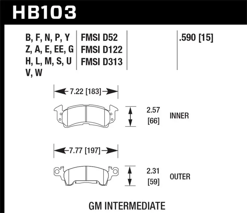 Hawk Performance 1968-1981 Chevrolet Camaro 1St-2Nd Gen Hawk Blue 9012 Front Brake Pads 1