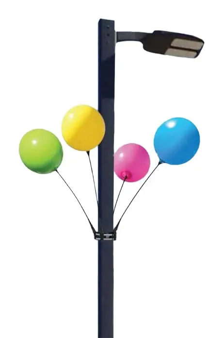Reusable Four Balloon Light Pole Kit With Four Light Pole Mounts, 32" Balloon Stems, Balloon Adapter Cups And Two Tension Band Clamps (Balloons Sold Separately) 1