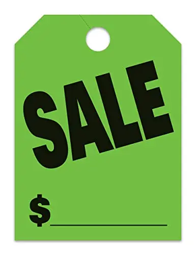 Jumbo "Sale" Car Dealer Mirror Hang Tags - Fluorescent Colors Large Size (8-1/2" × 11-1/2") Tags For Auto Dealership Supplies - Durable 11-Point Stock Material 1