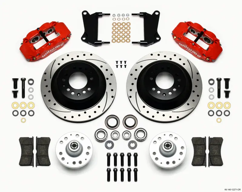 Wilwood 1967-1969 Chevrolet Camaro 1St Gen Narrow Superlite 6R Front Hub & 1Pc Rtr Kit 12.88In Drilled -Red 1