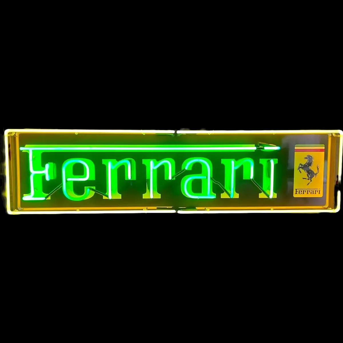 Reproduction Ferrari Dealer Glass Neon Porcelain With Steel Can 1