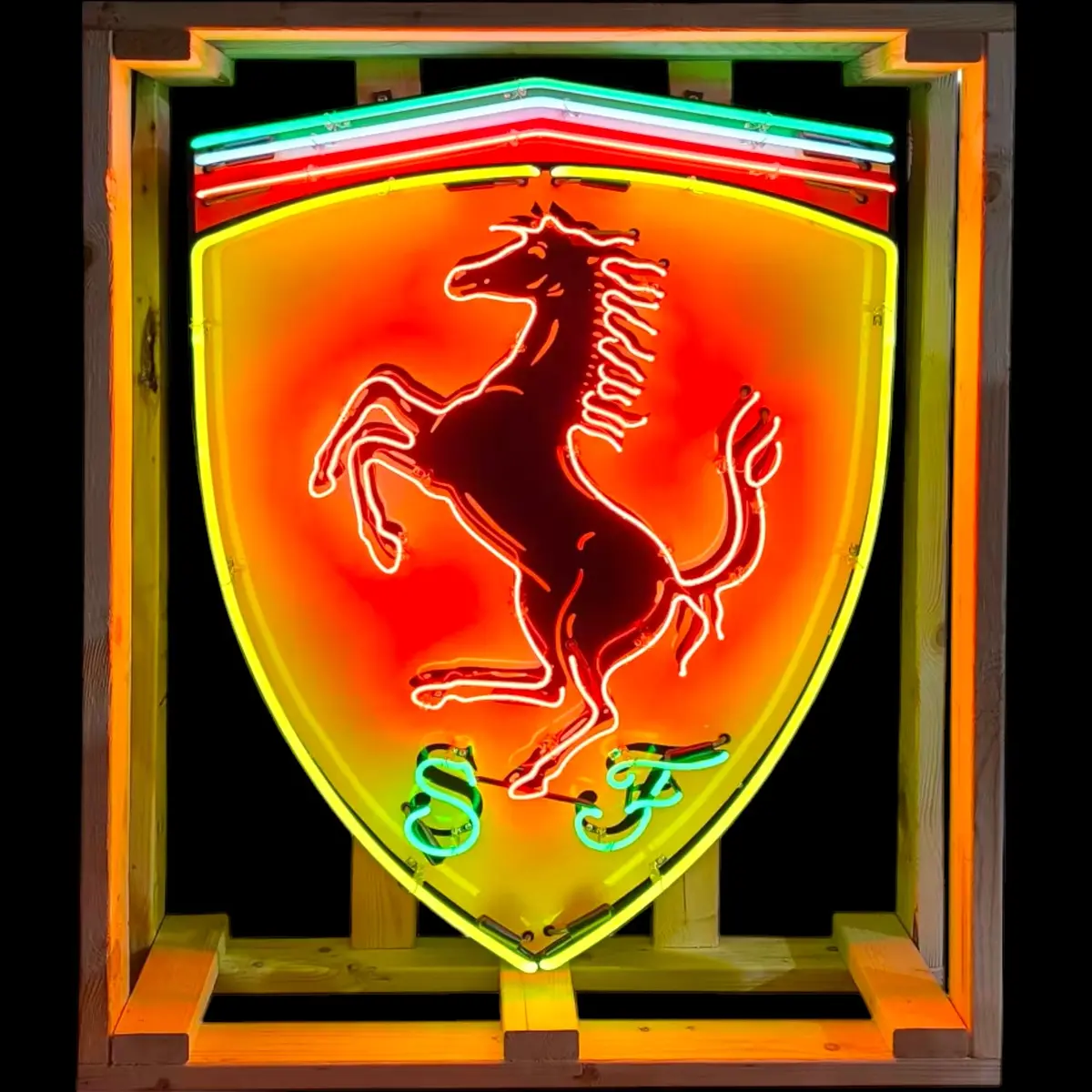 Ferrari Shield Neon Sign - Real Glass, Porcelain, Die Cut Can 1