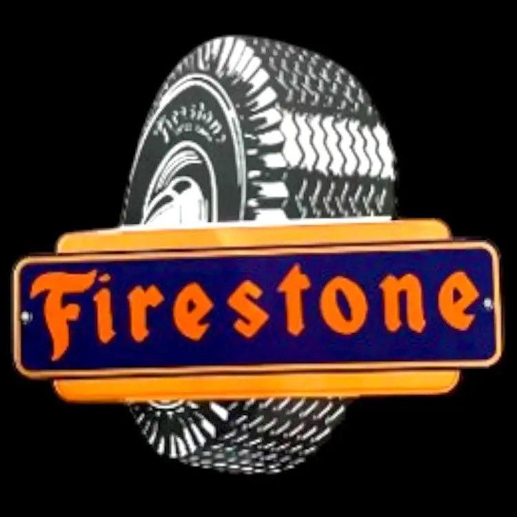 Firestone Tires Real Porcelain Die Cut Figural Service Station Metal Sign 1