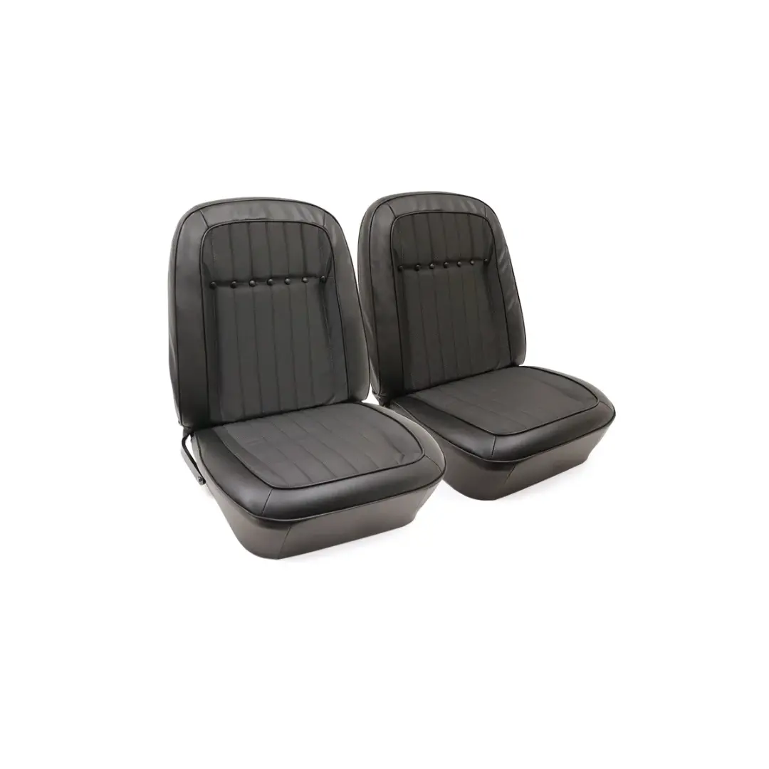 First Generation 1969 Premium Stitched Vinyl Seat Cover Set - Deluxe Interior Front Buckets - Black 1