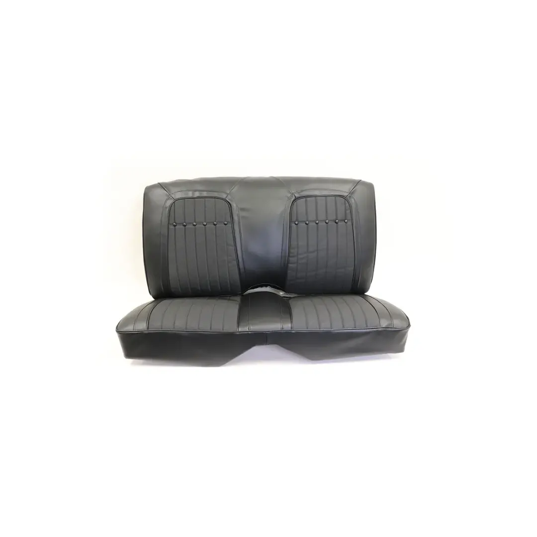 First Generation 1969 Leather Seat Cover Set - Deluxe Interior Rear Convertible Fixed Back - Black 1