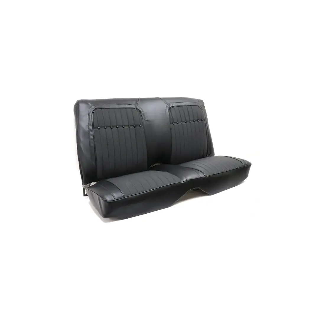 First Generation 1969 Leather Seat Cover Set - Deluxe Interior Rear Coupe Fixed Back - Black 1