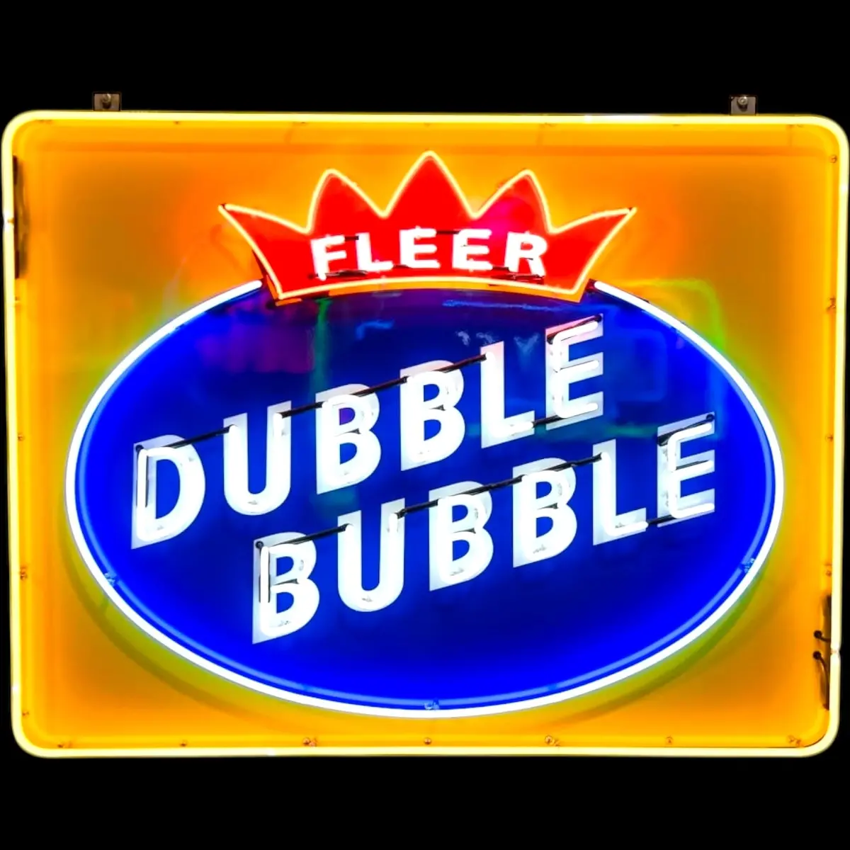 Retro Dubble Bubble Fleer Glass Neon Porcelain Vintage Lighted Sign With Steel Can 1