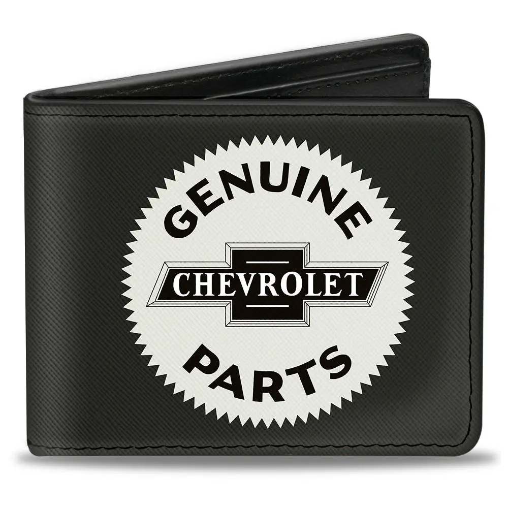 1920 Genuine Chevrolet Parts Seal Charcoal & Tan Leather Bi-Fold Wallet 1